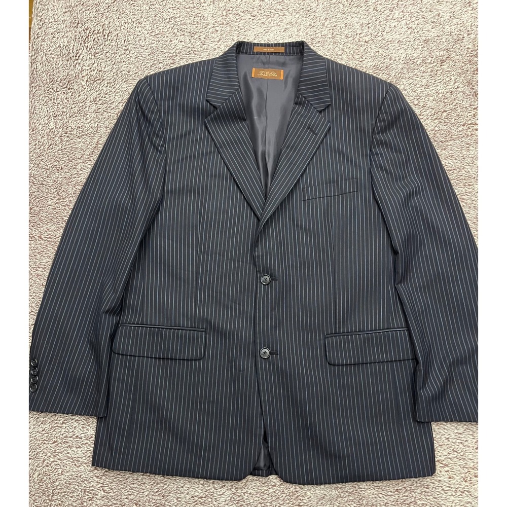 Tasso Elba Mens Navy Pinstripe 100% Pure New Wool Blazer Sport Coat 42R 20TA2192